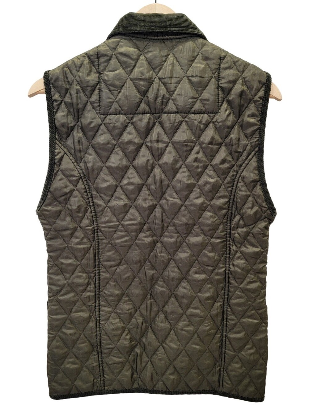 John Partridge English Clothing Olive Green Quilted Vest Corduroy Trim Women’s M - Picture 4 of 17